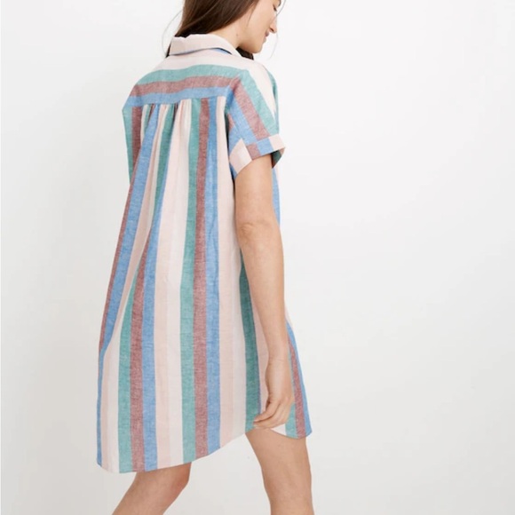 Madewell Linen Central Shirtdress in Flagstaff Stripe Size Large - Picture 4 of 9